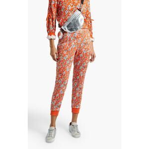 Alice + Olivia Tokyo High-Tech Floral Joggers S in a Free Swinging Sienna orange